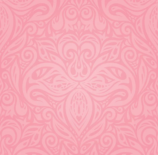 Bloemen Roze Vector Wallpaper Ontwerp Achtergrond — Stockvector