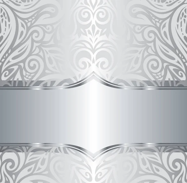 Plata Brillante Floral Vintage Patrón Fondo Pantalla Diseño — Vector de stock