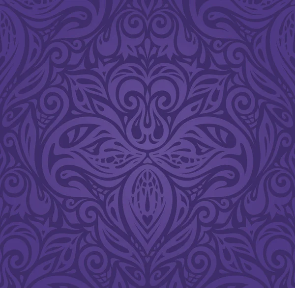 Violet Purple Floral Vintage Seamless Pattern Background Design — Stock Vector