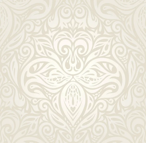 Wedding Floral Decorative Vintage Background Ecru Bege Pale Wallpaper Pattern — Stock Vector