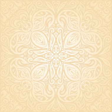 Soluk şeftali mandala arka plan tasarım davet düğün çiçek Retro
