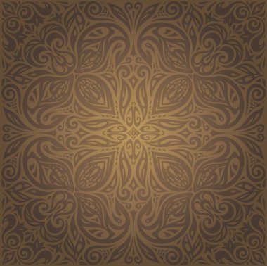 Kahverengi vintage çiçek arka plan duvar kağıdı mandala vektör tasarımı