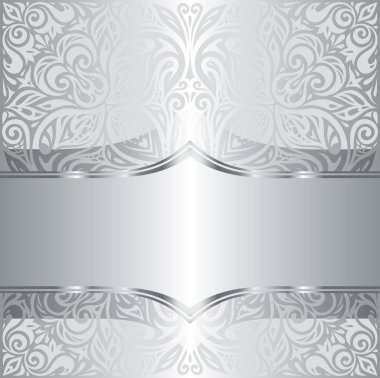 Gümüş parlak çiçek vintage desenli duvar kağıdı arka plan tasarımı