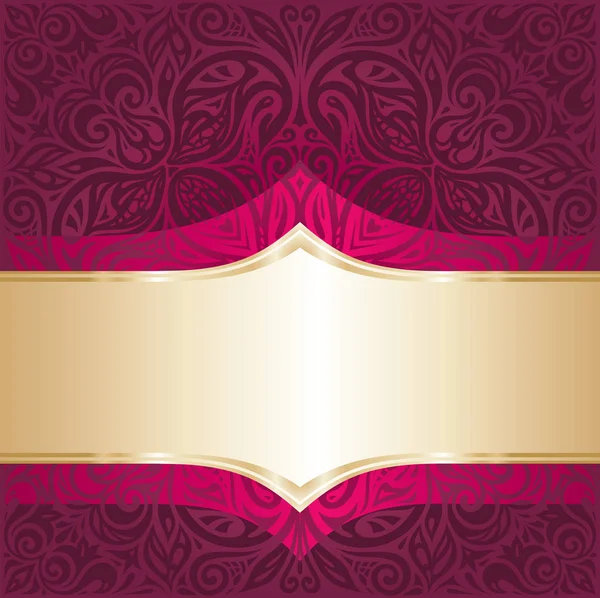 Floral Royal Red Gold Luxury Vintage Invitation Design — Stock Vector