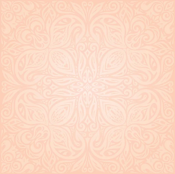 Floral Pale Ecru Vector Pattern Wallpaper Mandala Design Background — Stock Vector