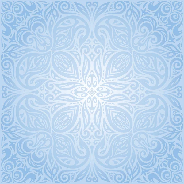 Blue Floral Vector Mandala Decorative Background Wallpaper Design — Stock Vector