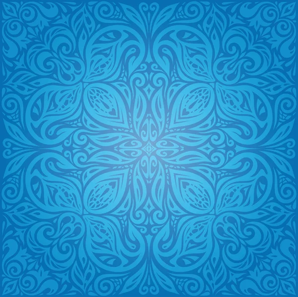 Vintage Wallpaper Background Decorative Mandala Design Dark Blue — Stock Vector