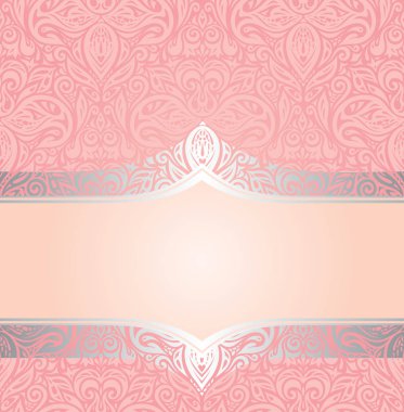 Pembe ve gümüş retro dekoratif davet vintage vektör duvar kağıdı tasarımı