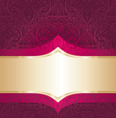 Arka plan çiçek kraliyet kırmızı ve altın lüks vintage davetiye tasarımı