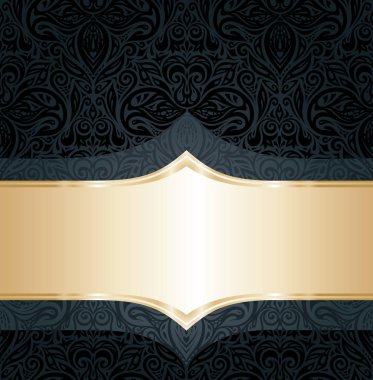 Dekoratif siyah ve altın çiçek lüks duvar kağıdı arka plan tasarımı