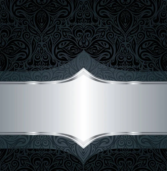 Décoratif Noir Argent Fond Papier Peint Luxe Floral Motif Design — Image vectorielle