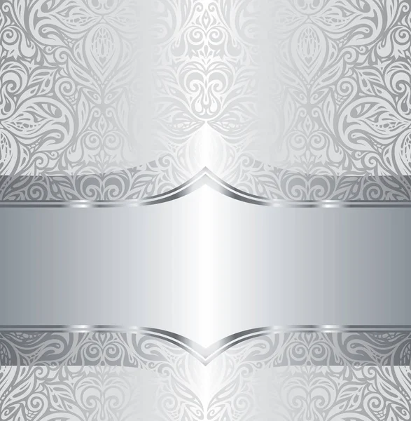 Plata Brillante Floral Vintage Patrón Fondo Pantalla Diseño — Vector de stock