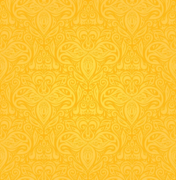 Papel Pintado Floral Colorido Amarillo Fondo Diseño Floral Patrón — Vector de stock