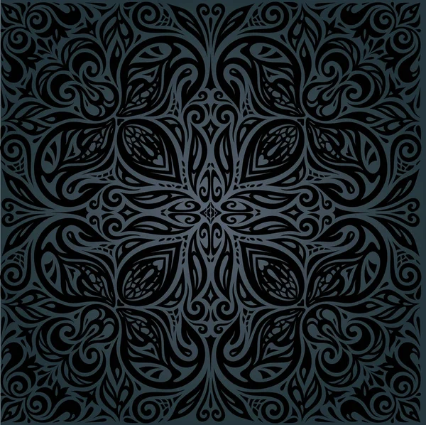 Zwarte Achtergrond Floral Decoratieve Luxe Vintage Trend Mandala — Stockvector