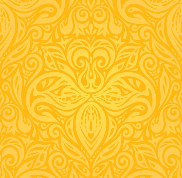 Żółty Kolorowy Kwiatowy Tapeta Tło Wzór — Wektor stockowy