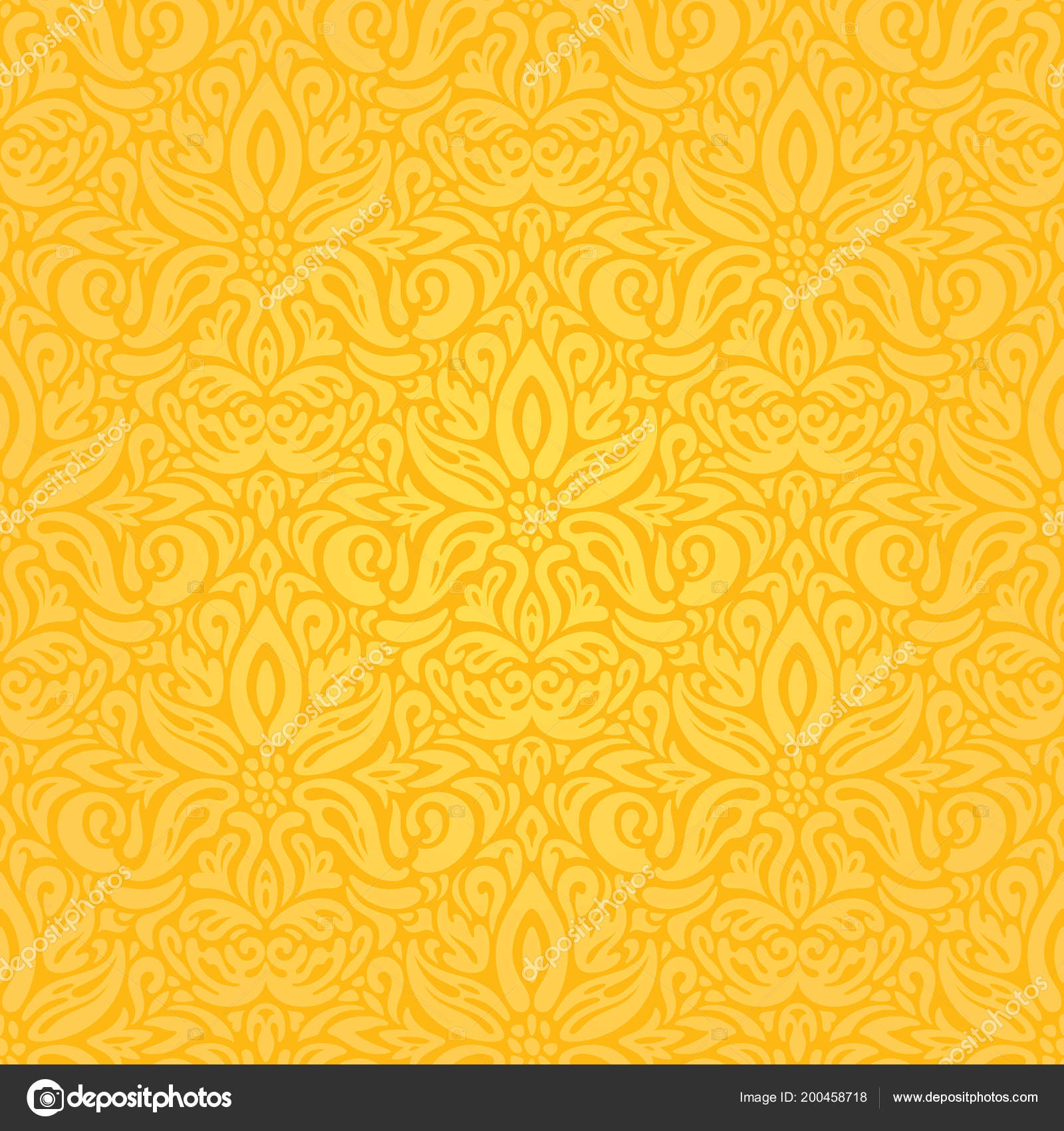 Yellow Colorful Floral Wallpaper Background Floral Pattern Design Stock Vector Image By C Erinvilar