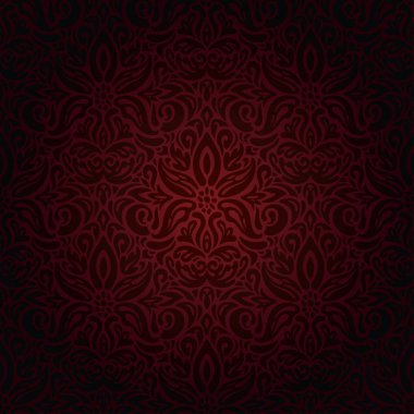 Koyu kırmızı kahverengi çiçek duvar kağıdı sorunsuz vektör tasarım arka planda vintage tarzı