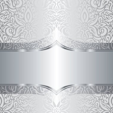 Gümüş parlak çiçek vintage desenli duvar kağıdı arka plan tasarımı