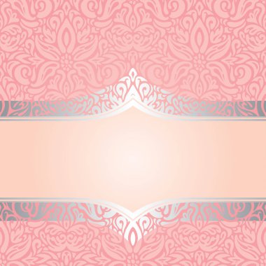 Pembe ve gümüş retro dekoratif davet trendy vektör duvar kağıdı tasarımı vintage tarzı