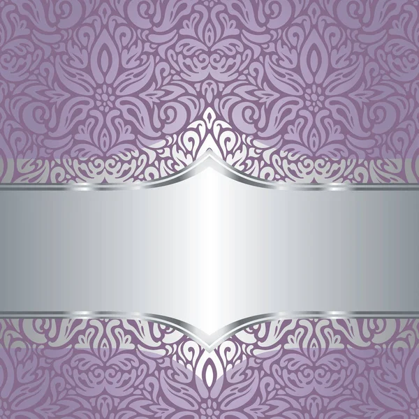 Wedding Floral Violet Silver Vector Holiday Background Design — Stock Vector