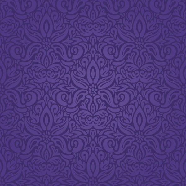 Violet Purple Floral Vintage Seamless Pattern Background Design — Stock Vector