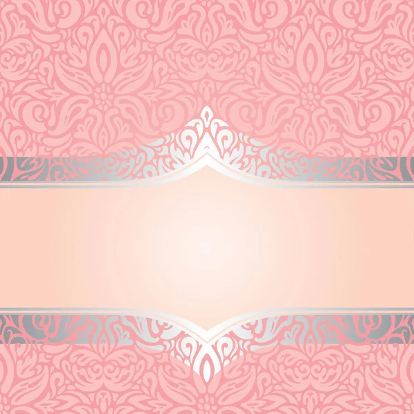 Pembe ve gümüş retro dekoratif davet trendy vektör duvar kağıdı tasarımı vintage tarzı