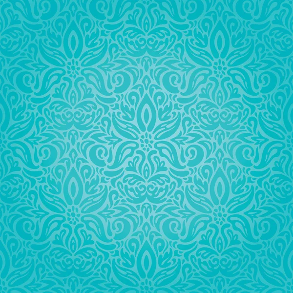 Turquoise Bloemen Vakantie Vector Vintage Achtergrondontwerp — Stockvector