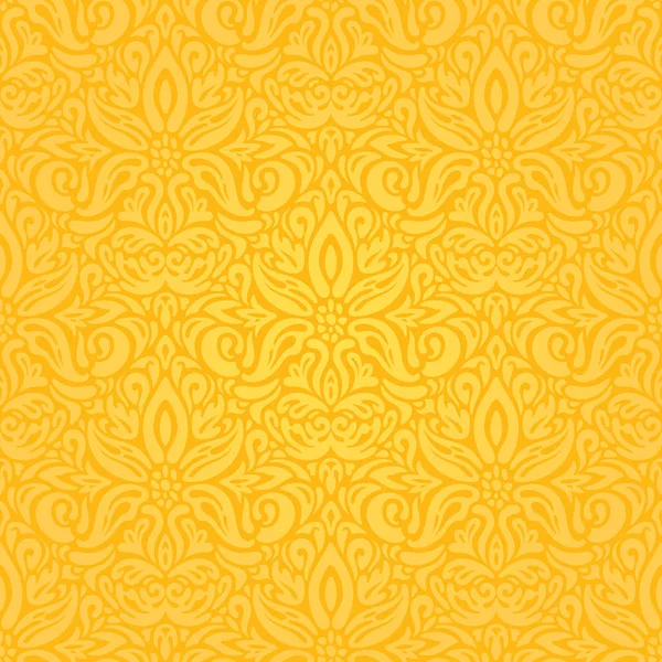 Żółty Kolorowy Kwiatowy Tapeta Tło Kwiatowy Wzór — Wektor stockowy