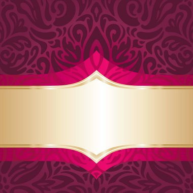 Kraliyet kırmızı çiçek geçmiş ile altın öğeleri lüks vintage davet curvy dekoratif tasarım duvar kağıdı