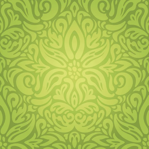 Verde Floreale Vintage Wallpaper Vettore Decorativo Retro Design — Vettoriale Stock