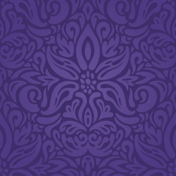 Violet Purple Floral Vintage Seamless Pattern Background Fashion Design Holiday — Stock Vector