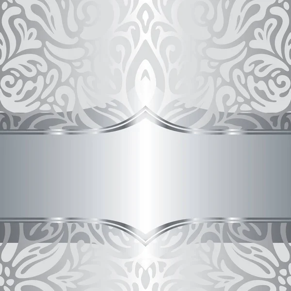 Silver Shiny Floral Vintage Pattern Wallpaper Background Design — Stock Vector