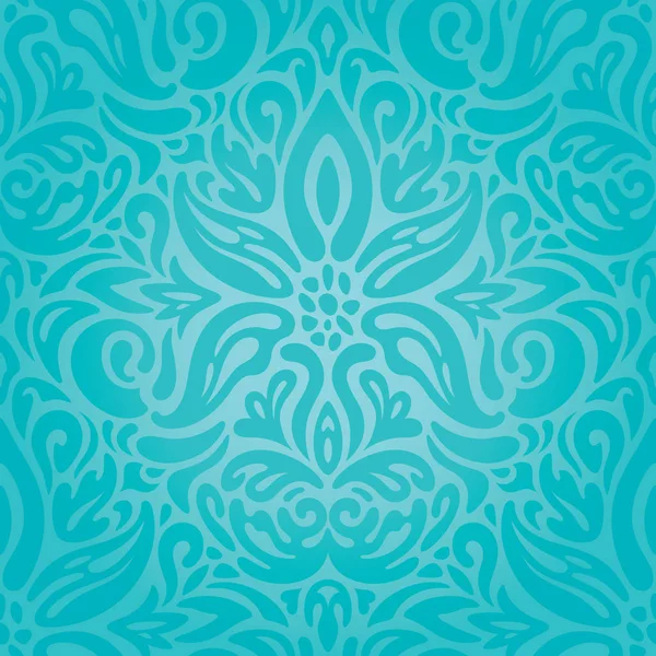 Turquoise Floral Holiday Vintage Background Wallpaper Green Blue Fashion Decorative — Stock Vector