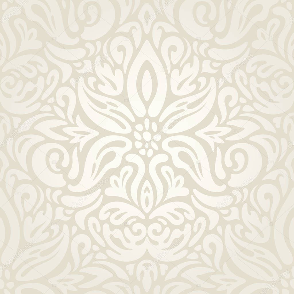 Wedding Floral decorative vintage Background Ecru Bege pale wallpaper pattern fashion decorative vector design 