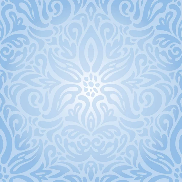 穏やかな青い花のベクトル シームレスな装飾的な背景ヴィンテージ レトロなウェディング壁紙デザイン — ストックベクタ