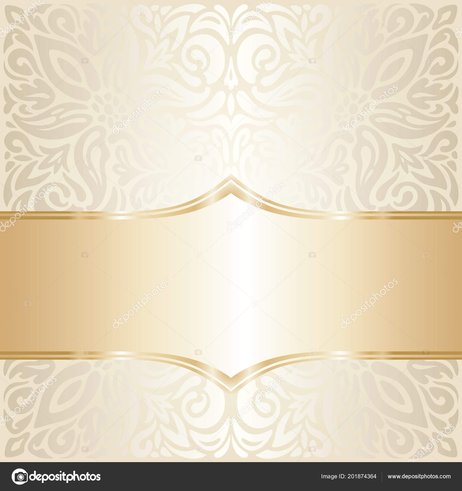 Floral Wedding Invitation Wallpaper Trend Design Ecru Gold Blank Space  Stock Vector Image by ©erinvilar #201874364