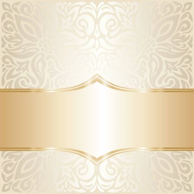 Çiçek düğün davetiyesi duvar kağıdı eğilim tasarımında Ekru ve altınla boş yere yumuşak parlak mandala