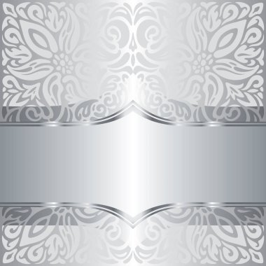 Gümüş parlak çiçek vintage desenli duvar kağıdı mandala arka plan tasarımı