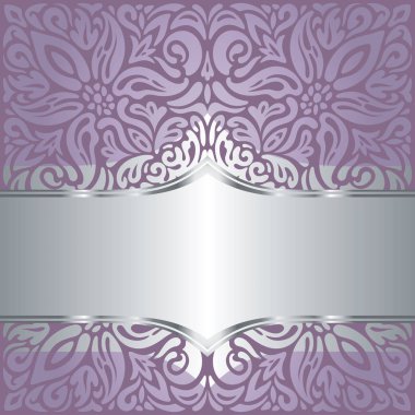 Çiçek menekşe gümüş vektör tatil arka plan davetiye tasarım şık dekoratif retro tarzı mandala düğün