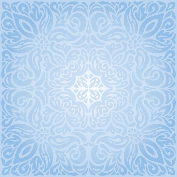 Gentle Blue Floral Vector Seamless Decorative Background Vintage Retro Wedding — Stock Vector