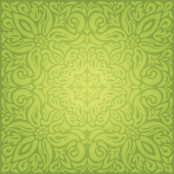 Yeşil çiçek duvar kağıdı vektör dekoratif retro tasarım artalanları mandala