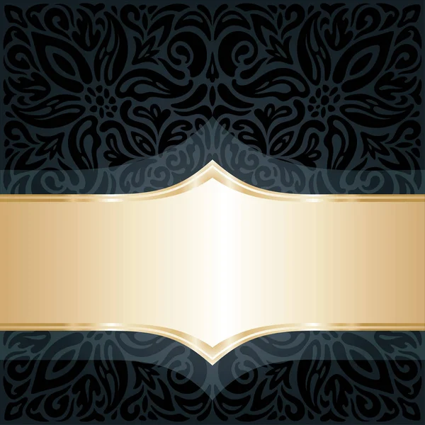 Dekoratif siyah ve altın çiçek lüks duvar kağıdı curvy mandala arka plan tasarımı vintage tarzı