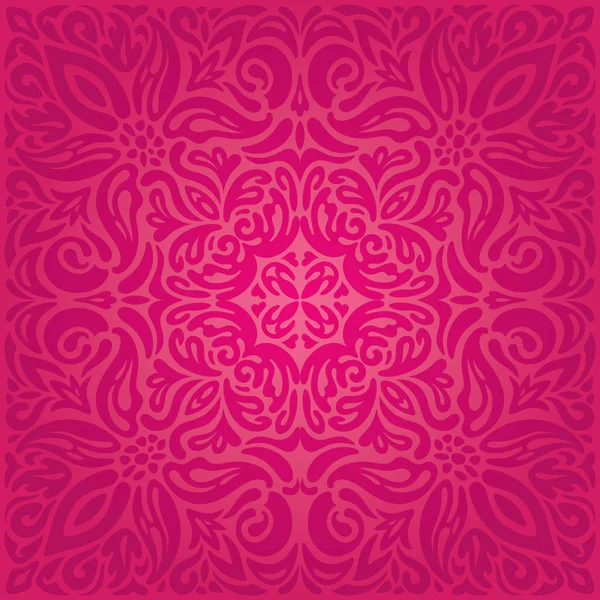 Retro Floral Red Vector Pattern Wallpaper Background Fashion Invitation Mandala — Stock Vector