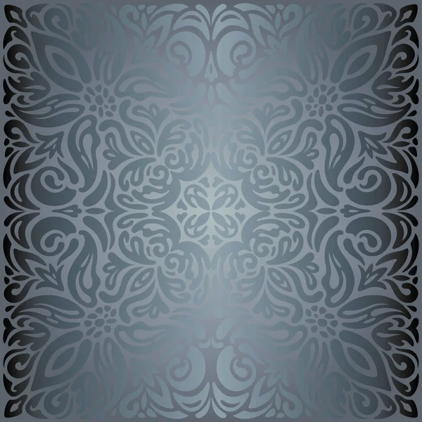 Plata Floral Brillante Decorativo Vacaciones Vintage Moda Fondo Pantalla Mandala — Archivo Imágenes Vectoriales