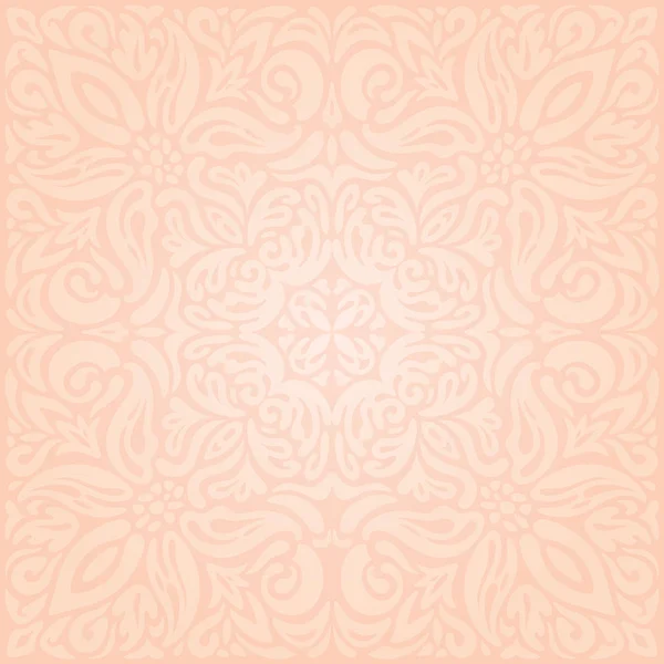 結婚式の花淡いベージュ色淡い桃装飾的なベクトル ビンテージ パターン壁紙曼荼羅ファッションデザイン — ストックベクタ