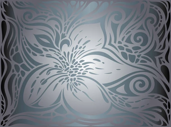 Stříbrné Květiny Květinové Lesklé Dekorativní Retro Tapety Pozadí Trendy Módní — Stockový vektor