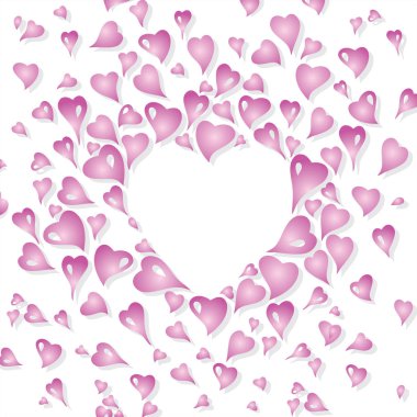 Sevgililer günü kartı tasarım, vintage tarzı, stilize pembe kalp öğeleri ve kopya alanı ile dekoratif