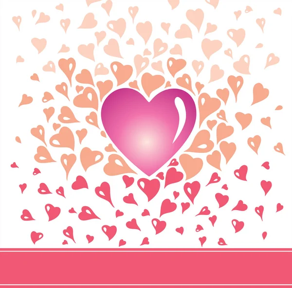 バレンタイン カードのデザイン オレンジ色の赤とピンクの様式化された心の要素を持つビンテージ スタイルの装飾的です — ストックベクタ