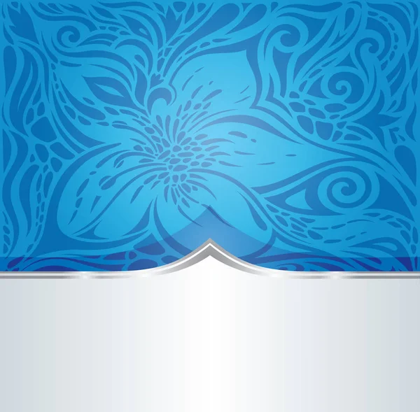 Çiçek Duvar Kağıdı Arka Plan Dekoratif Mandala Tasarım Koyu Mavi — Stok Vektör