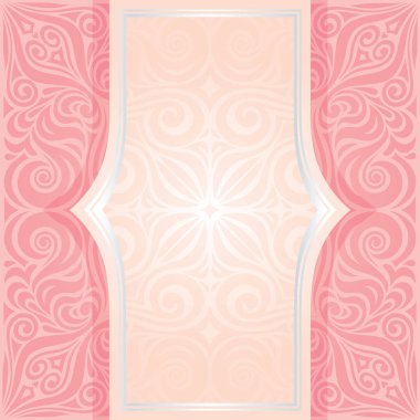 Pembe ve gümüş retro dekoratif davet vektör duvar kağıdı trendy moda mandala tasarımı ile kopya alanı